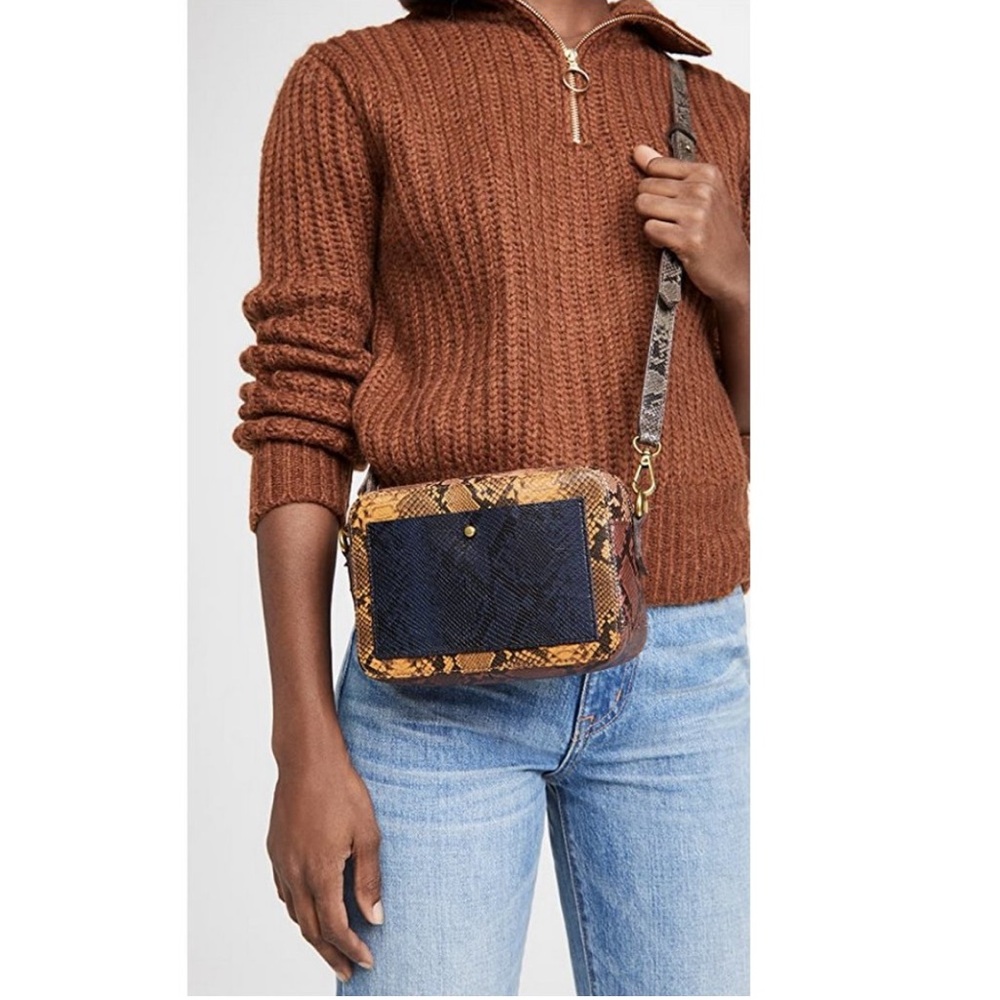 NWT Madewell The Transport Camera Bag: Colorblock Snake‎ Embossed Edition